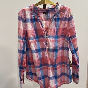 Talbots plaid tunic blouse size LARGE